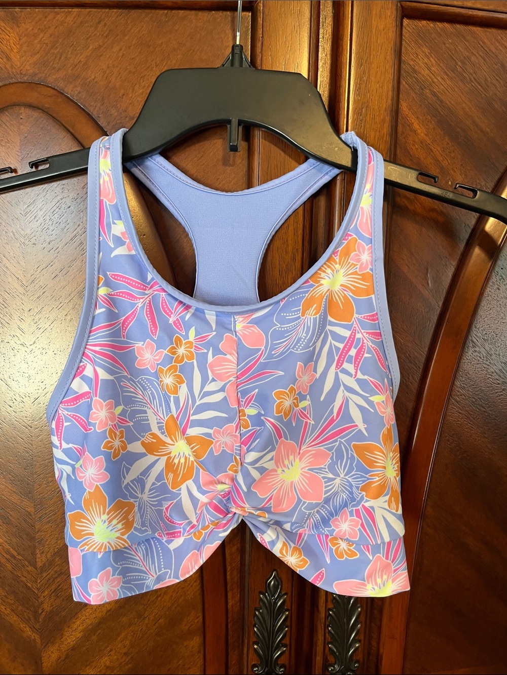 Hurley Girls Lavender Pink and Orange Floral 2 Piece Swim Set - Picture 3 of 12